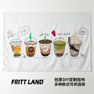 ผ้าผนังตกแต่งร้านอาหารและร้านเครื่องดื่มชาบับเบิ้ลน่ารัก Agi…