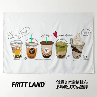 ผ้าผนังตกแต่งร้านอาหารและร้านเครื่องดื่มชาบับเบิ้ลน่ารัก Agirl