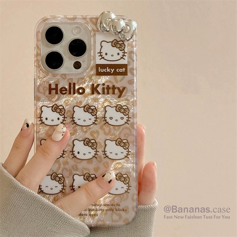 Iphone 16 15 14 13 12 11 Pro Max X Xr Xs Max 7 8 Plus SE2020 เคสโทรศัพท์ 3D DIY น่ารักสีน้ําตาล KT Cat Clear Soft ฝาหลัง