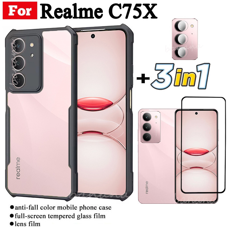 3 IN 1 Realme C75x Anti-fall โทรศัพท์มือถือสําหรับ Realme C 75 C7 5 C75 ฟิล์มกระจกนิรภัย + ฟิล์มเลนส