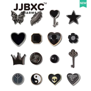 JJBXC charm จิบบิท ดาวห้าแฉก ตัวเสริมรองเท้าเพชรดำ สำหรับคนชอบความเท่ DIY จิ๊บบิท charm