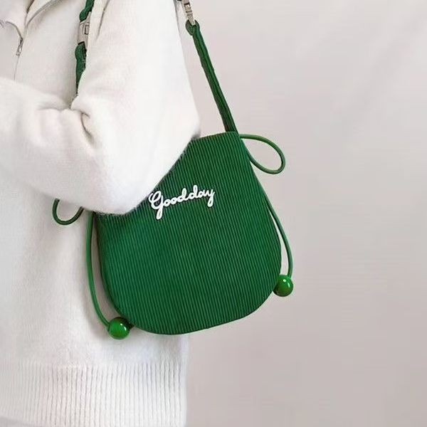 [LY] Green Pastoral Style Simple Handbag Commuter Shoulder Bag All-Match Large-Capacity Underarm Bag