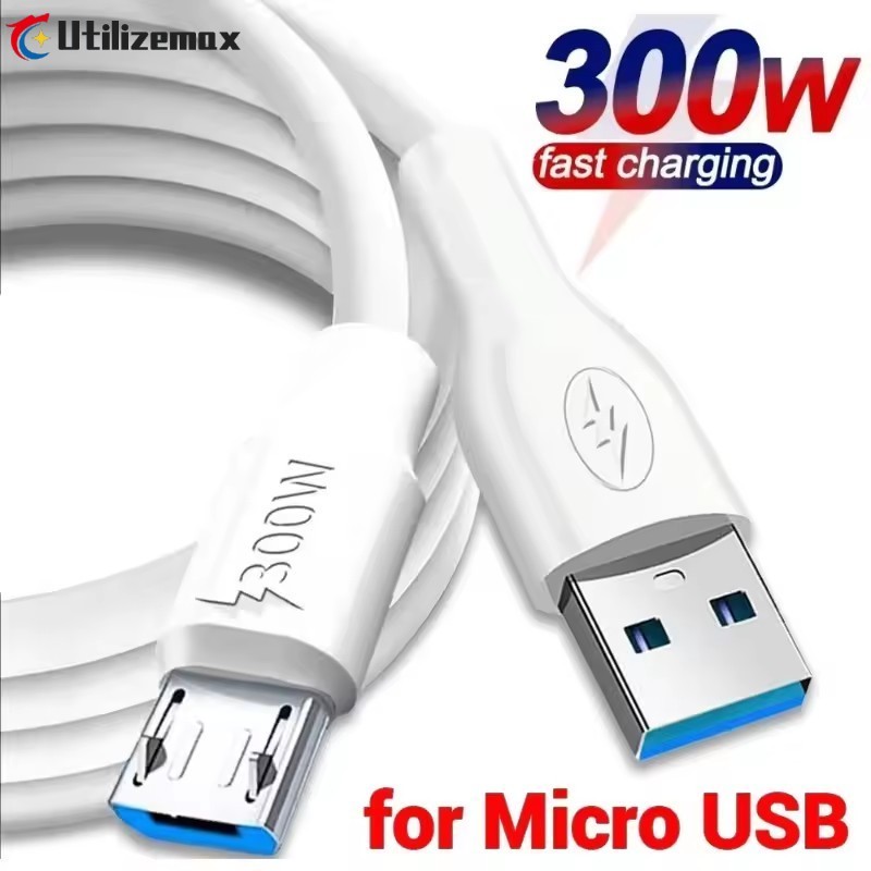 300w Android สายชาร์จเร็ว Micro USB ถึง Type B - โลหะผสมทนทาน + สายชาร์จพลาสติกสําหรับโทรศัพท์ Android เครื่องใช้ไฟฟ้าขนาดเล็ก