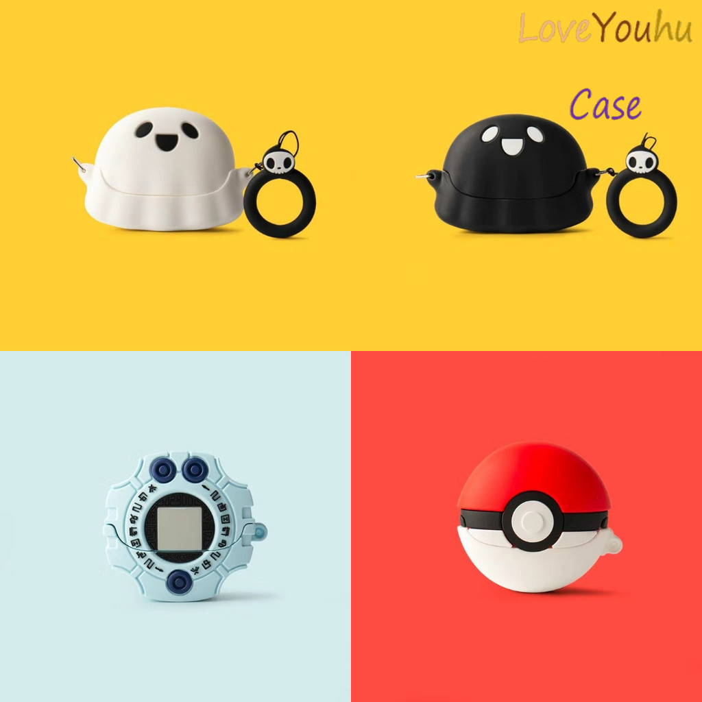 Loveyouhu สําหรับ SoundCore K20i เคส Case เคสหูฟังบุคลิกภาพ Poke Ball ลายผีขาวดํา