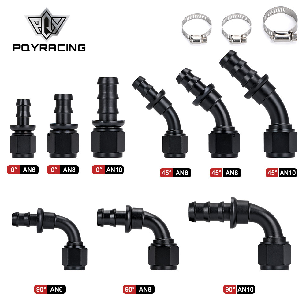 PY Universal AN6 AN8 AN10 Push-on Hose End Fittings Fuel Oil Cooler Hose Fitting 0 45 90 180 Degree 