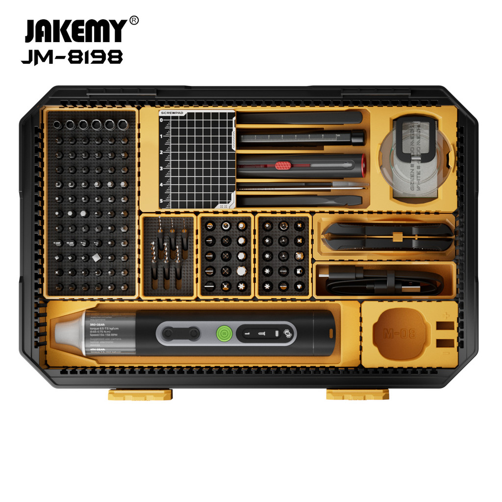 Jakemy JM-8198 135in1 ชุดไขควงไฟฟ้าไร้สายที่มีความแม่นยํา ไขควงแม่เหล็ก เครื่องมือ