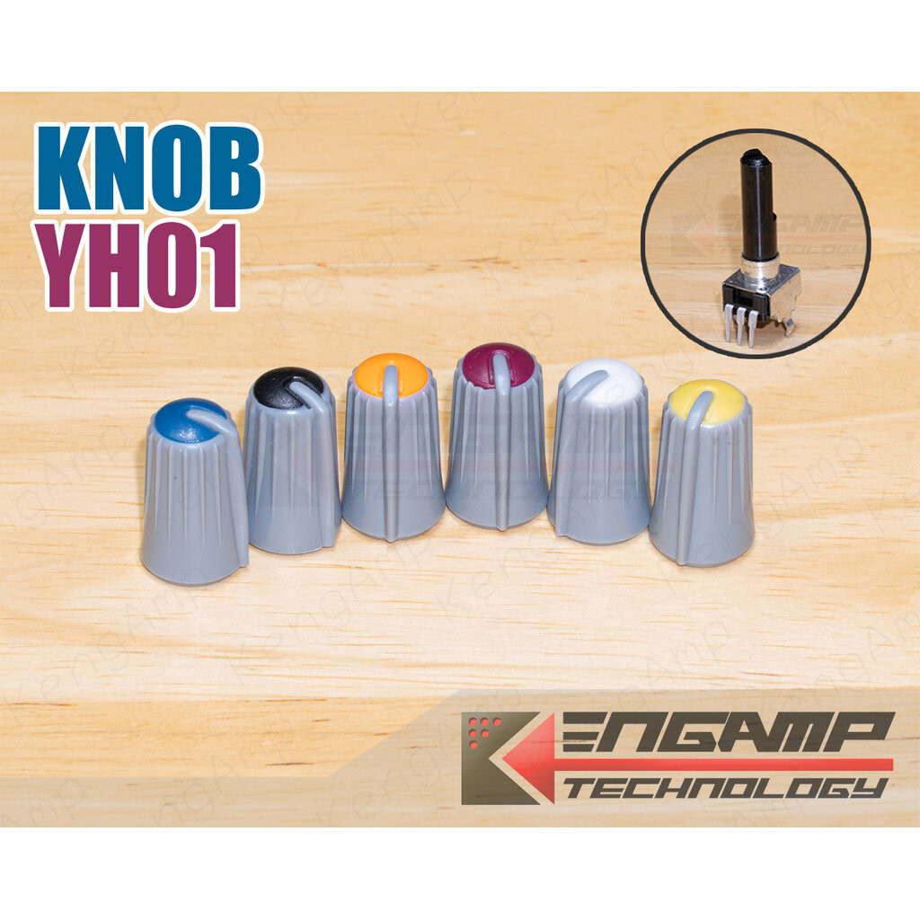 (มีตัวเลือก) [KNOB] ลูกบิดมิกเซอร์ YH01 ใช้กับวอลุ่มแกนผ่า D ø6mm จุดตัด 270º ขนาด ø10xH18mm
