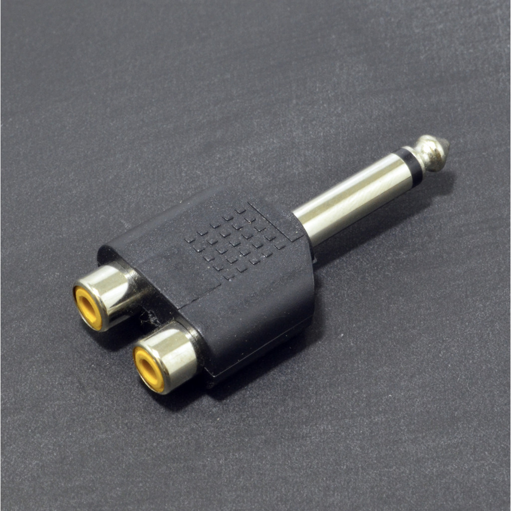 (1ตัว) [PJ] Audio Adaptor 2RCA TR6.35 พลาสติก