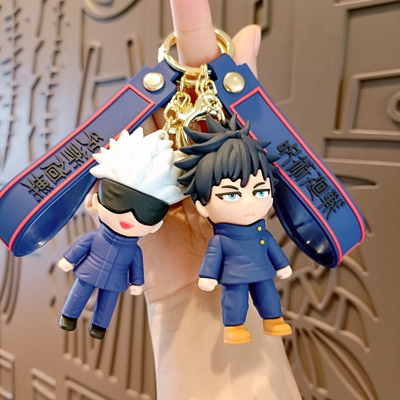 Jujutsu Kaisen Chibi พวงกุญแจ Gojo Satoru Itadori Yuji พวงกุญแจที่กําหนดเองการ์ตูนตลกเครื่องประดับขอ