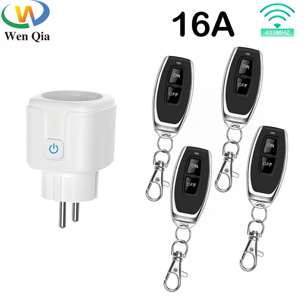 สวิตช์ซ็อกเก็ตควบคุมระยะไกลอัจฉริยะไร้สาย 220V 4000W 16A EU FR ปลั๊กสากลระยะไกล ON OFF เต้ารับไฟฟ้าสําหรับแสง