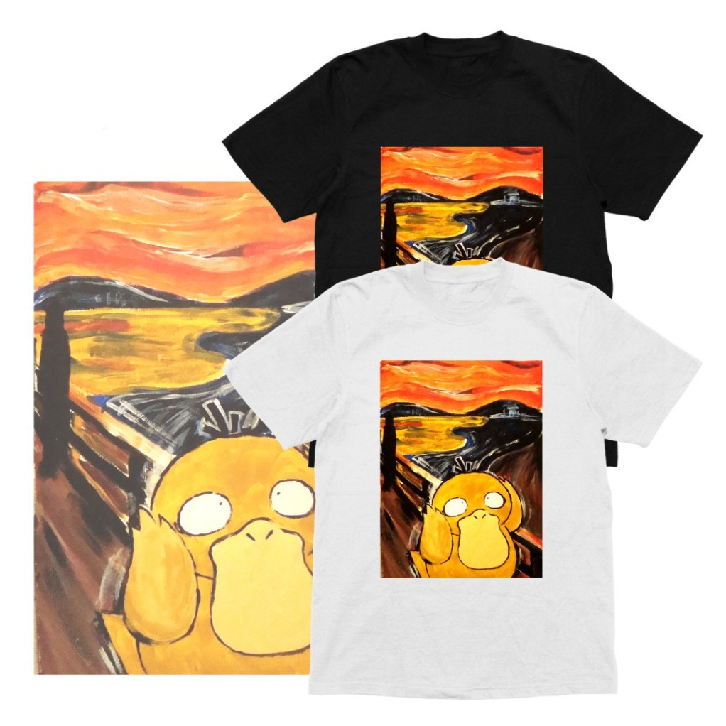 เสื้ออนิเมะ Pokemon Psyduck Paint Meme เสื้อยืดพิมพ์ลาย