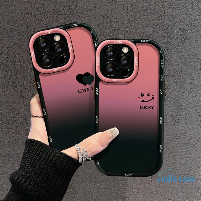 เคสไอโฟน หัวใจไล่เฉดสี สำหรับ IPhone 11 15 16 13 12 14 Pro Max XR X XS Max 7 8 15 Plus เคส IPhone เคสไอโฟน 13 11 P563
