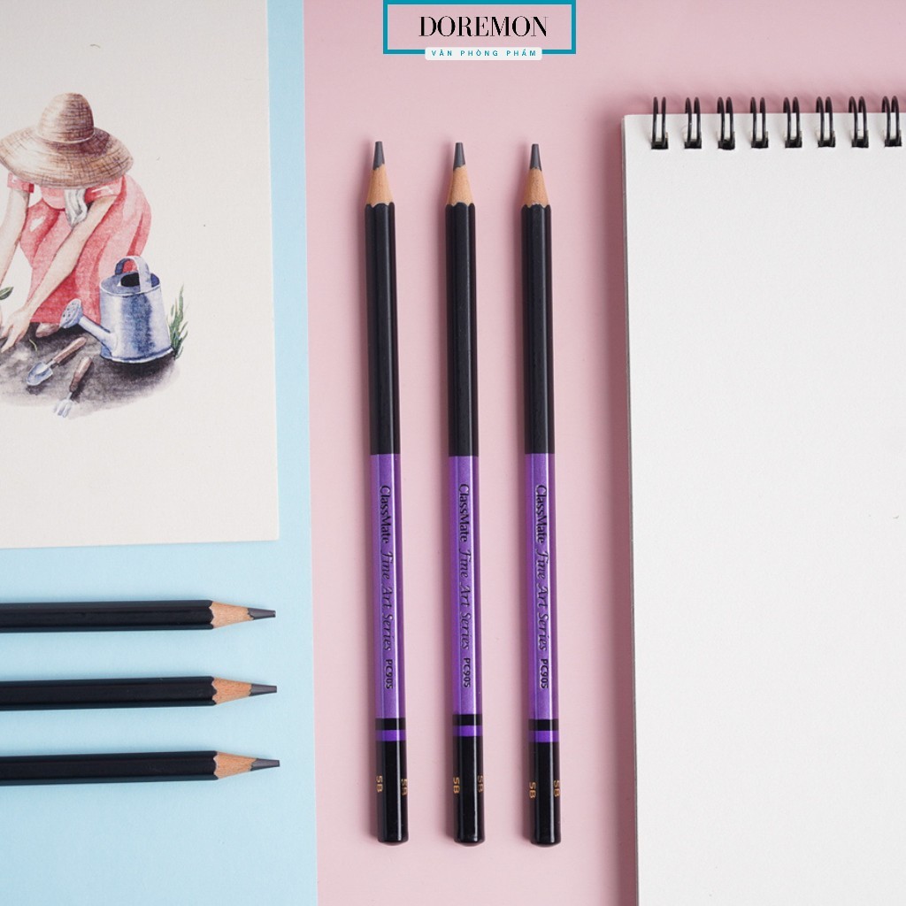 (12c) 5B Fine Art Classmate ดินสอพรีเมี่ยม - ตัวหกเหลี่ยม ไม้ธรรมชาติ PC905 - vpp Doraemon