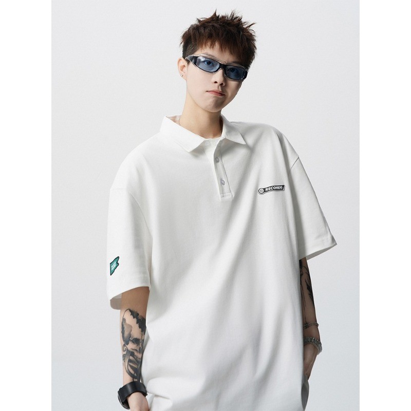 M-8XL เสื้อโปโลสีดําสไตล์เกาหลีผู้ชายขนาดบวกเสื้อยืดเรียบง่ายสบายๆหลวมแขนสั้นด้านบน - รูปที่ 2