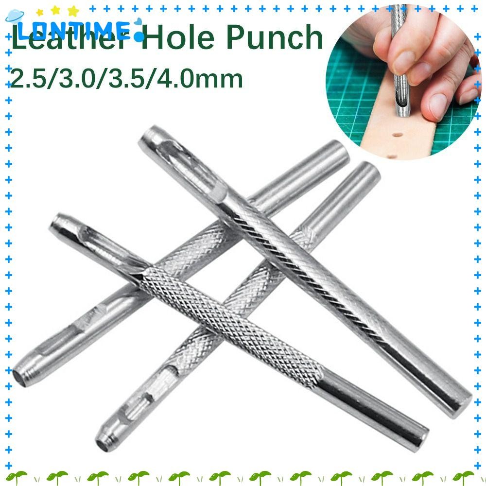LONTIME Leather Hole Punch, Silver Hollow Corn-eye Puncher, เหล็กคาร์บอนแข็งแรง 2.5/3/3.5/4 มม. Crimping เจาะนาฬิกาเข็มขัด