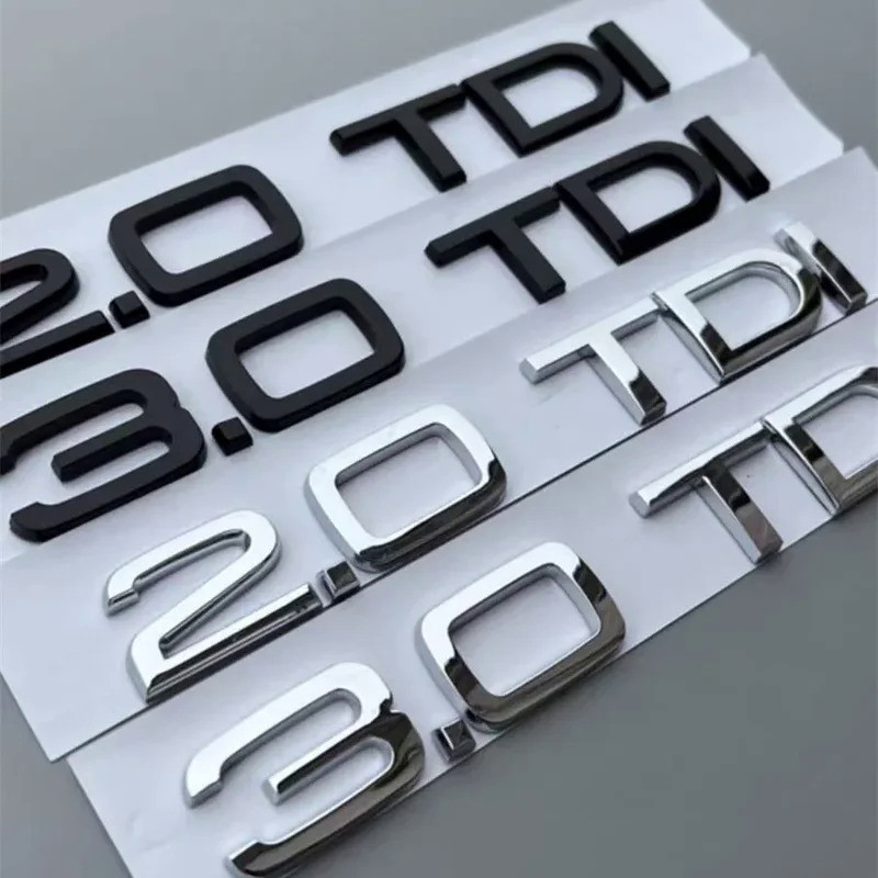 Car 3D ABS 2.0 3.0 TDI Trunk Letters Logo Displacement Decals Badge Emblem Sticker For Audi Q2 Q3 Q5