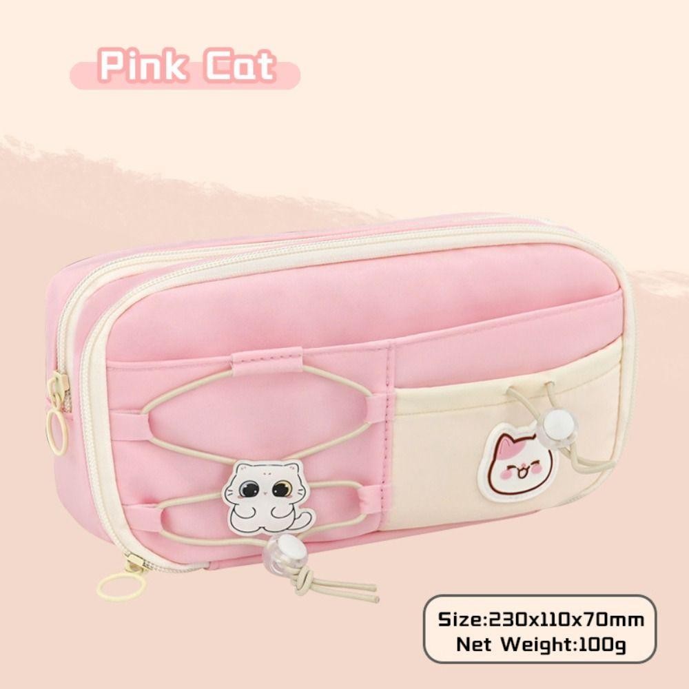 ปากกา ดินสอ ,ความจุขนาดใหญ่หลายชั้นปากกากระเป๋า,ที่มีคุณภาพสูงพาร์ทิชันการจัดเก็บแมวดํา เชือกรูด ออกแบบเครื่องเขียนออแกไนเซอร์ของขวัญนักเรี