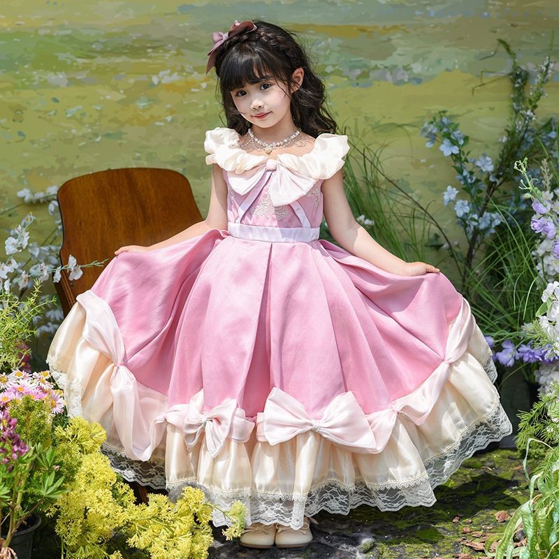 ชุดเด็กผู้หญิงใหม่ ชุดเจ้าหญิงสีชมพู ชุดซินเดอเรลล่า ชุดฟูฟ่องรูปโบว์ ชุดวันเกิดเด็ก ชุดเด็กผู้หญิง