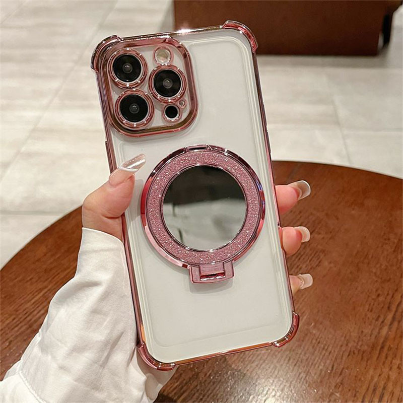 เคสโทรศัพท์เคสไอโฟนTPU Soft Case Electroplating แท่นชาร์จไร้สายโปร่งใสแม่เหล็กShock-proofกระจกกล้องฟิล์มป้องกันเหมาะสําหรับiPhone Xs Xr 11 12 13 14 15 16 Pro Max