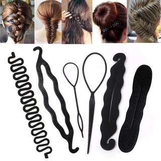 6pcs/set Magic Hair Styling Accessories Hair Clip DIY Hair Braiding Braider Tool Set for Women Girls Korea Style Meatball Head Ponytail Comb Hair Styling Tools