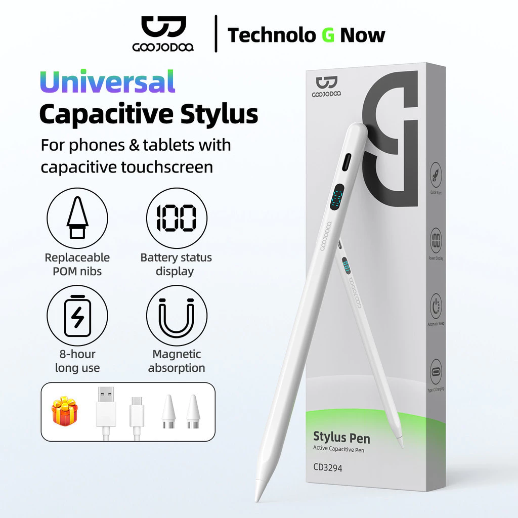 GOOJODOQ CD3294 Universal Stylus Pens With Power Display Secure Magnetic Attachment Durable and Replaceable POM Tips