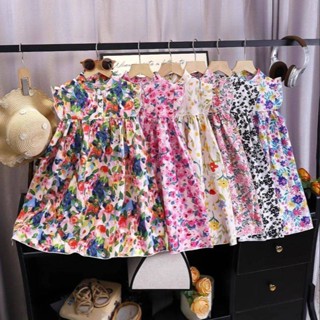 ชุดเดรสสาว ฤดูร้อน ชุดดอกไม้หักสำหรับสาว ๆ กระโปรงรูปตัว A ช…