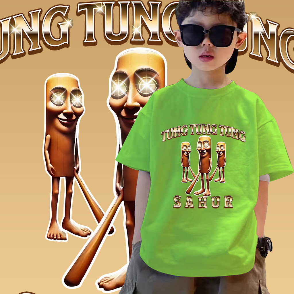 เด็ก 2025 Tung Tung Tung Sahur Funny Baseball Brainrot Meme T-shirt🧤kids เด็กใหม่แฟชั่นพิมพ์เสื้อยืด ผ้าคุณภาพสูง Unisex