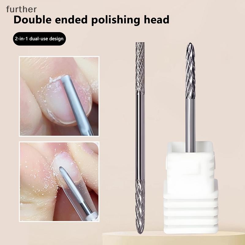 [further] Double Heads Tungsten Carbid Nail Drill Bits เครื่องมือทําเล็บไฟฟ้า 2 In 1 Milling Cutter 