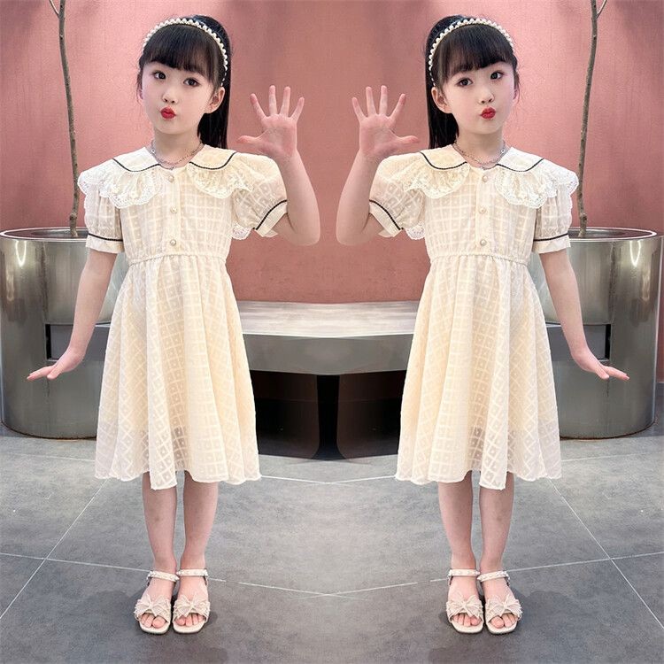 5-13 ปีเด็กผู้หญิงชุดเดรสแขนสั้นสําหรับเด็กผู้หญิงชุดเจ้าหญิงชีฟองชุดฤดูร้อน - รูปที่ 4
