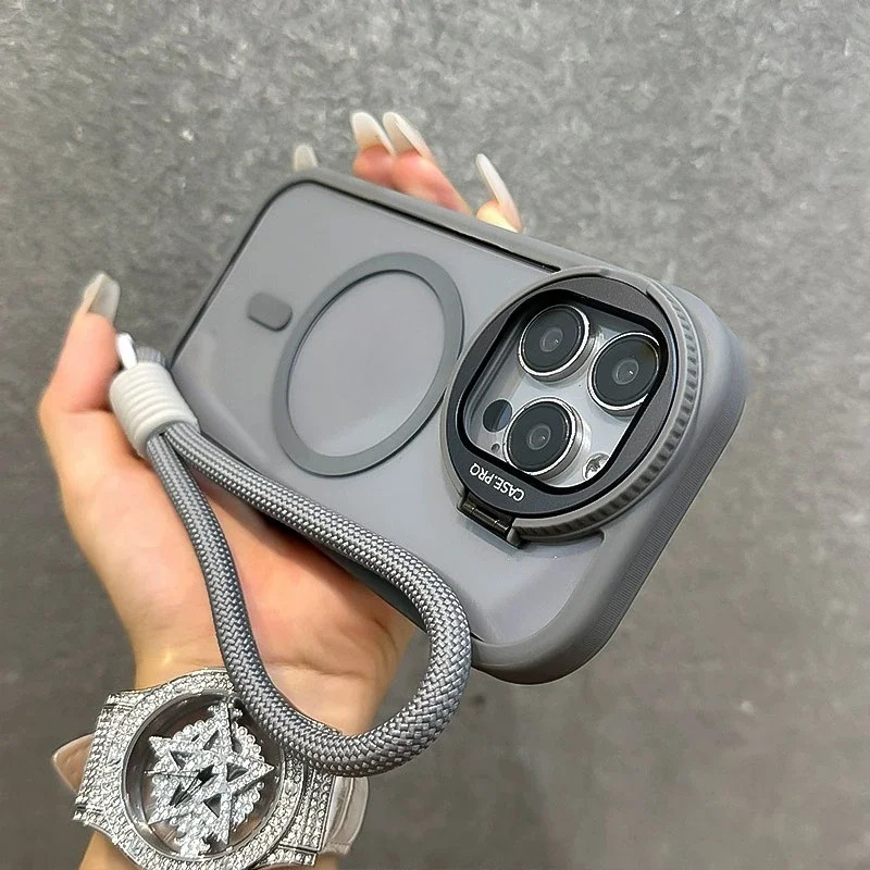 หรูหรา 3-in-1 แม่เหล็กกันกระแทก TPU เคสโทรศัพท์สําหรับ iPhone 17 16 15 14 13 12 11 Pro Max | พร้อมผู้ถือบัตร & เชือกเส้นเล็กที่ถอดออกได้