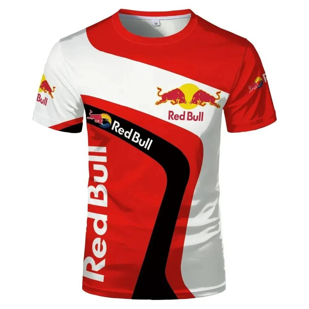 2025 ใหม่ ล่าสุด Red Bull เสื้อยืดผู้ชายแฟชั่น Racing Top Red Bull 3D พิมพ์ผู้ชายกีฬาเสื้อยืด Street