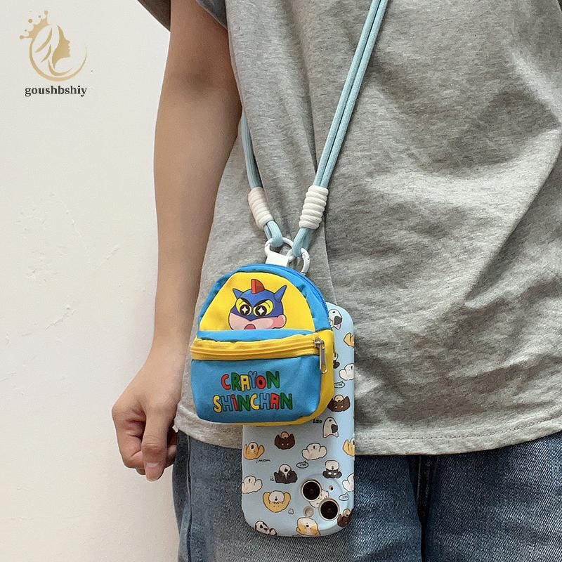 [GOY] Crossbody การ์ตูน Crayon Shin-chan สายคล้องโทรศัพท์เชือกกระเป๋าสตางค์ขนาดเล็กน่ารักหูฟังกระเป๋าสําหรับ Iphone สําหรับ Samsung Huawei Xiaomi TH