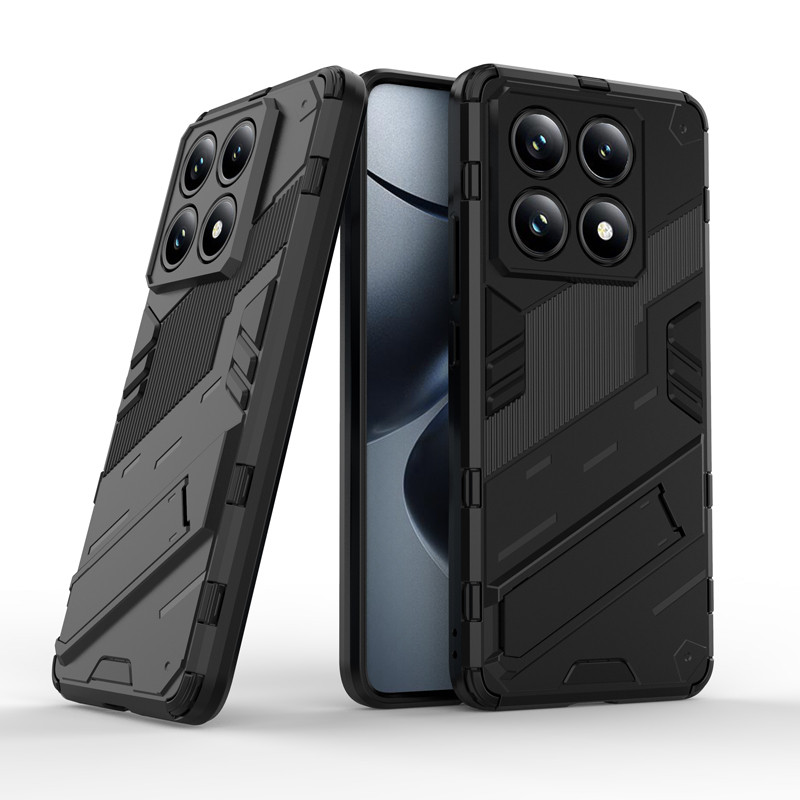สําหรับ Xiaomi 14T, 14T Pro กรณี ELVEV กันกระแทกป้องกันลายนิ้วมือ Punk Hard PC Kickstand ป้องกันเลนส์ฝาครอบโทรศัพท์