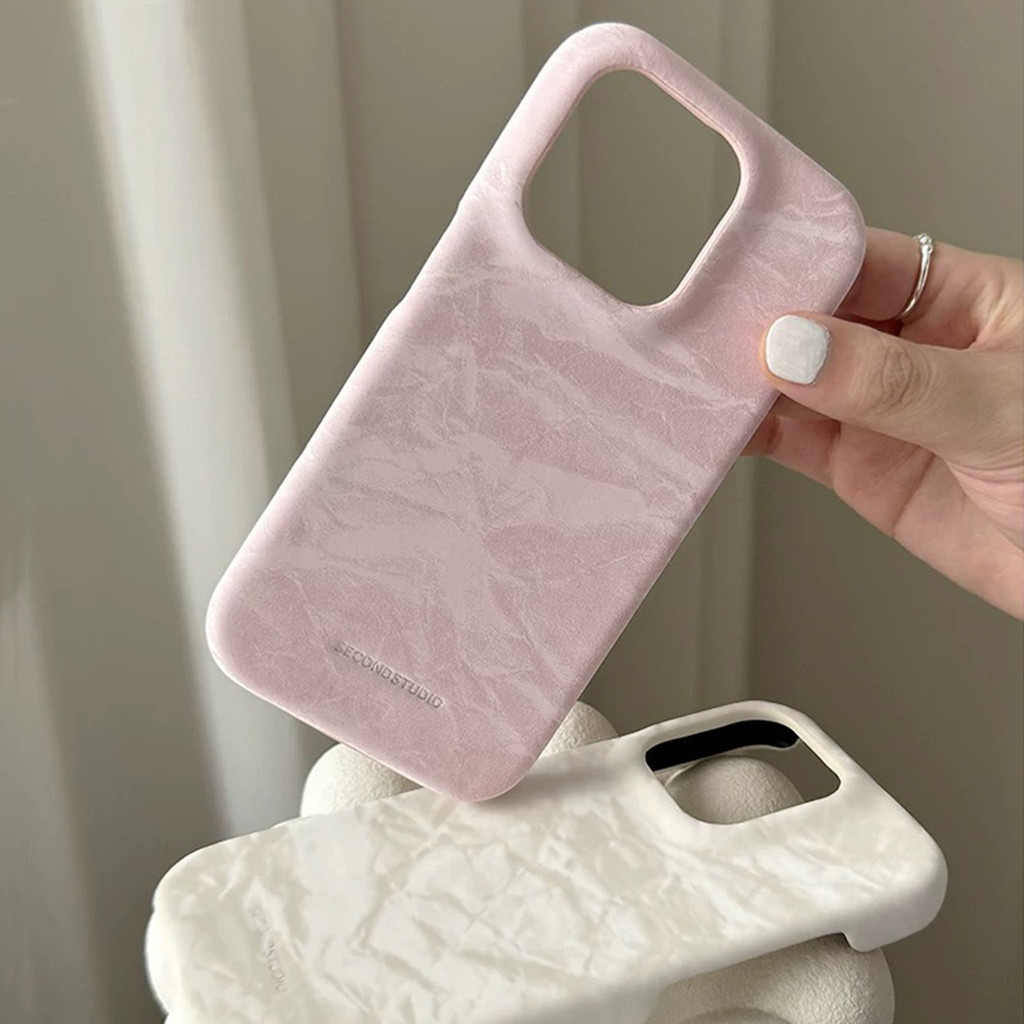 Ins handmade หนังกํามะหยี่ครึ่งแพ็คเคสโทรศัพท์สําหรับ iPhone 16ProMax 16Pro 16Plus 15ProMax 15 16 14 13 12 11ProMax กันกระแทกป้องกันอะคริลิคปลอก