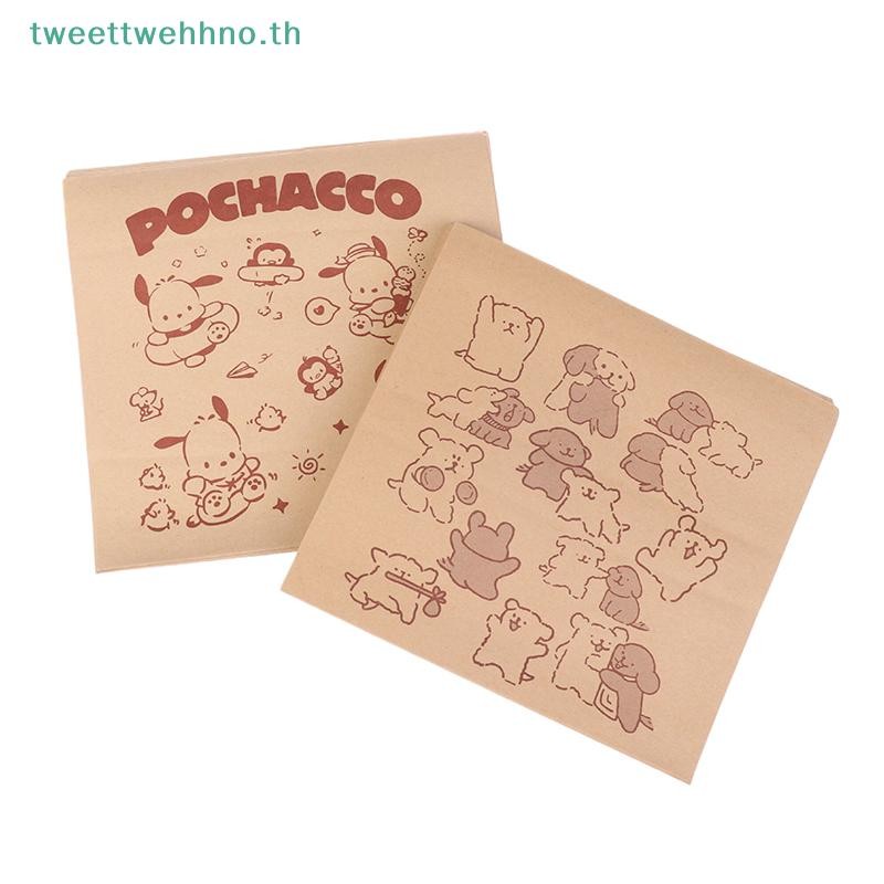 Tweetwehhno 50 ชิ้นน่ารัก Pochacco Puppy ถุงกระดาษคราฟท์ถุงบรรจุภัณฑ์อาหารหนาถุงของขวัญขนาดใหญ่ความจุถุงขนมสําหรับสาวเด็กของขวัญ TH