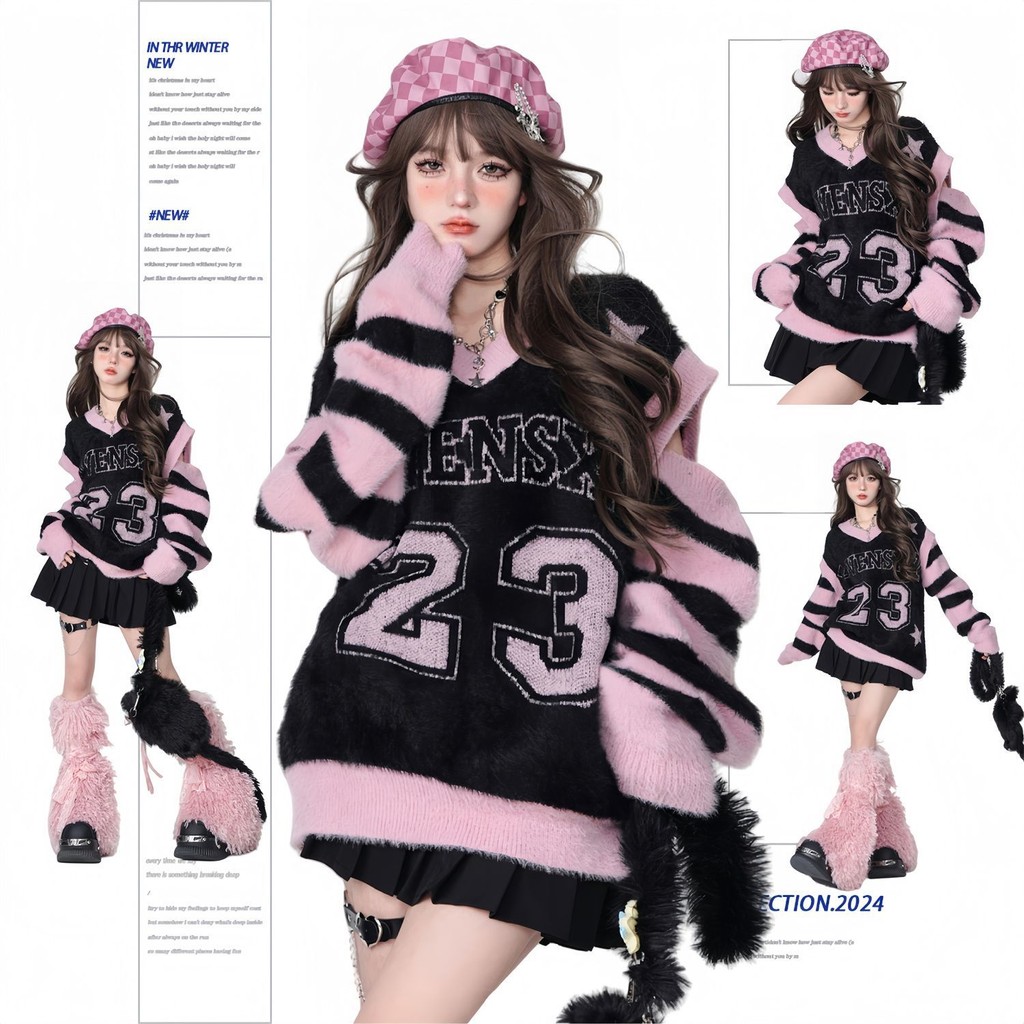 Preppy สไตล์ Growth แขนว Junior High School 2025 หน่วยความจําเสื้อถักสีดํา Sweet Cool เสื้อกันหนาวสว