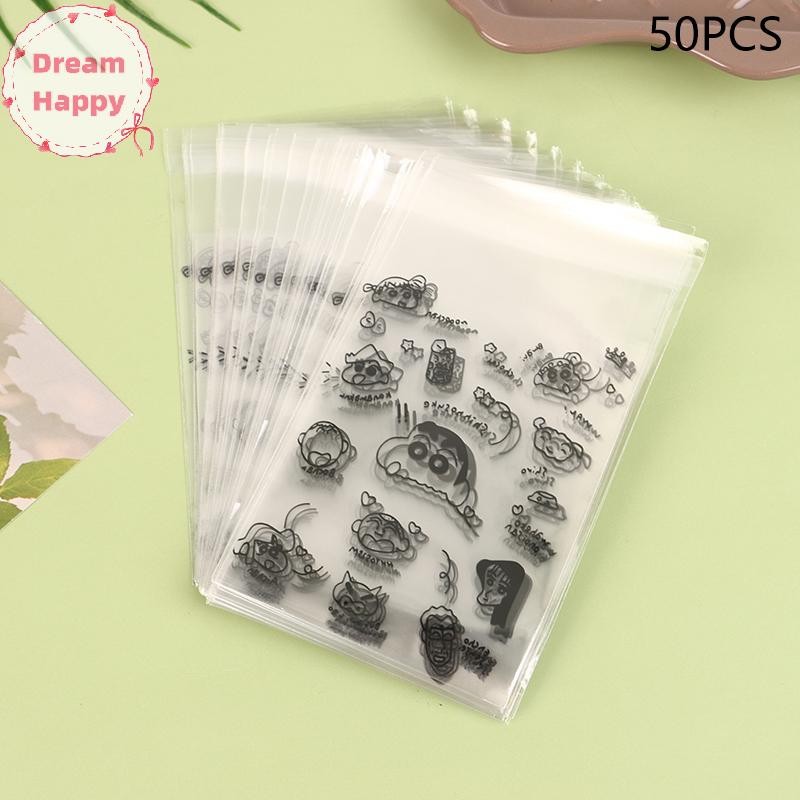 Dreamhappy 50pcs การ์ตูน Crayon Shin-Chan บิสกิต OPP Self-Adhesive กระเป๋า Candy ช็อกโกแลตขนมหวานถุงปิดผนึกด้วยตนเองถุงของขวัญกระเป๋าเก็บการ์ด TH