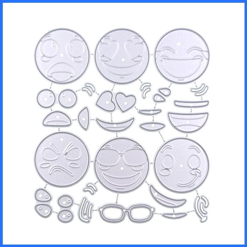 Con ตลก Anger Smile Love Face Expression ตัดโลหะตายลายฉลุ DIY Scrapbooking ลายนูน Die Cuts อัลบั้มแม่แบบ