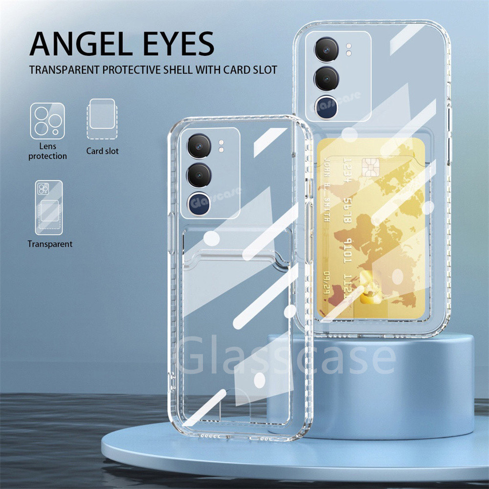 Vivo Y200 สําหรับ Vivo Y200 Y100 Y19s Y17s Y 200 Y 100 Y 19s Y 17s VivoY200 VivoY19s Soft Clear TPU โทรศัพท์กลับกรณีกล้องกันกระแทกใสซิลิโคนอ่อนนุ่มช่องใส่การ์ดฝาครอบ