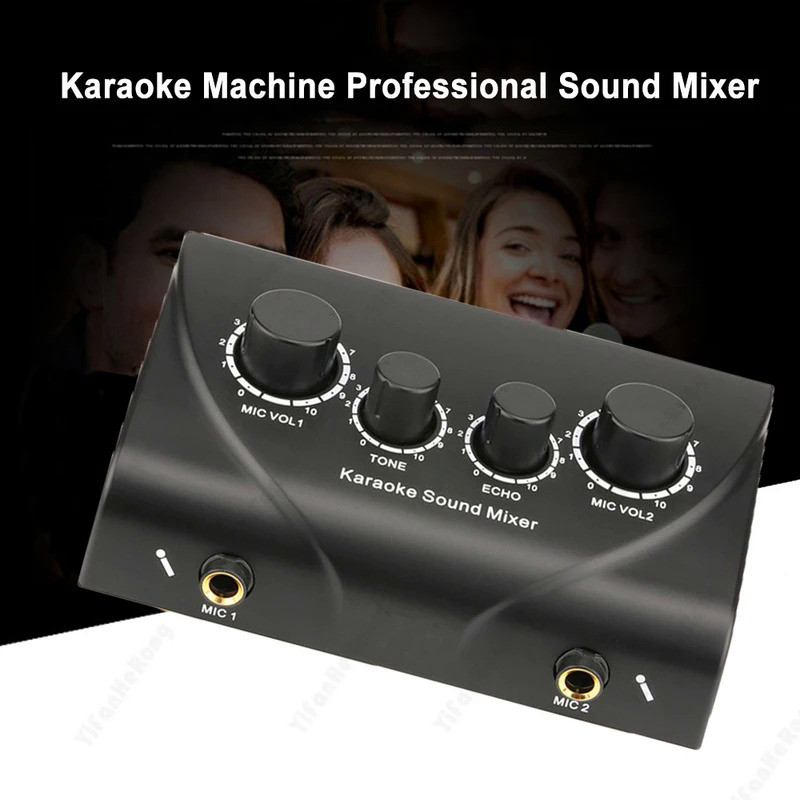 EU/US Karaoke Sound Mixer Professional Audio System Portable Dual Mic Inputs Audio Sound Mixer For A