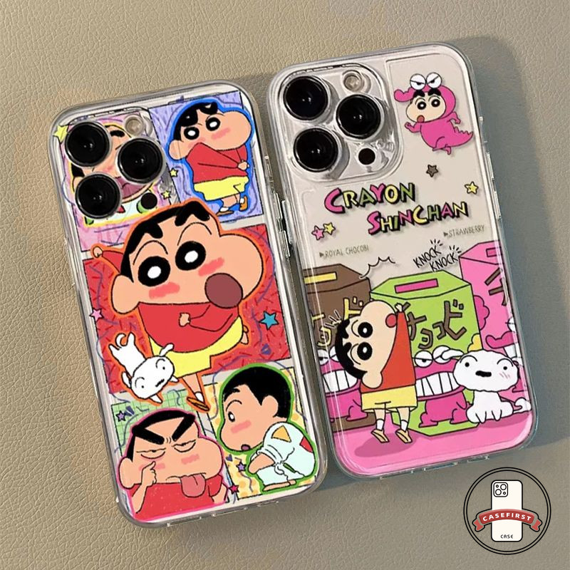 โทรศัพท์การ์ตูนตลกสีเทียนชินชานนุ่ม เคส Samsung A14 A06 A15 A25 A04s A05 A05s A13 A34 A24 A54 A50 A32 A02s A52 A53