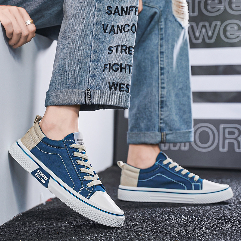 รองเท้าผู้ชายรองเท้าผ้าใบแฟชั่นรองเท้าผ้าใบ Lace-Up รองเท้ากลางแจ้งเดินรองเท้า Casual All-Match รองเท้ารองเท้าแบนกีฬารองเท้า