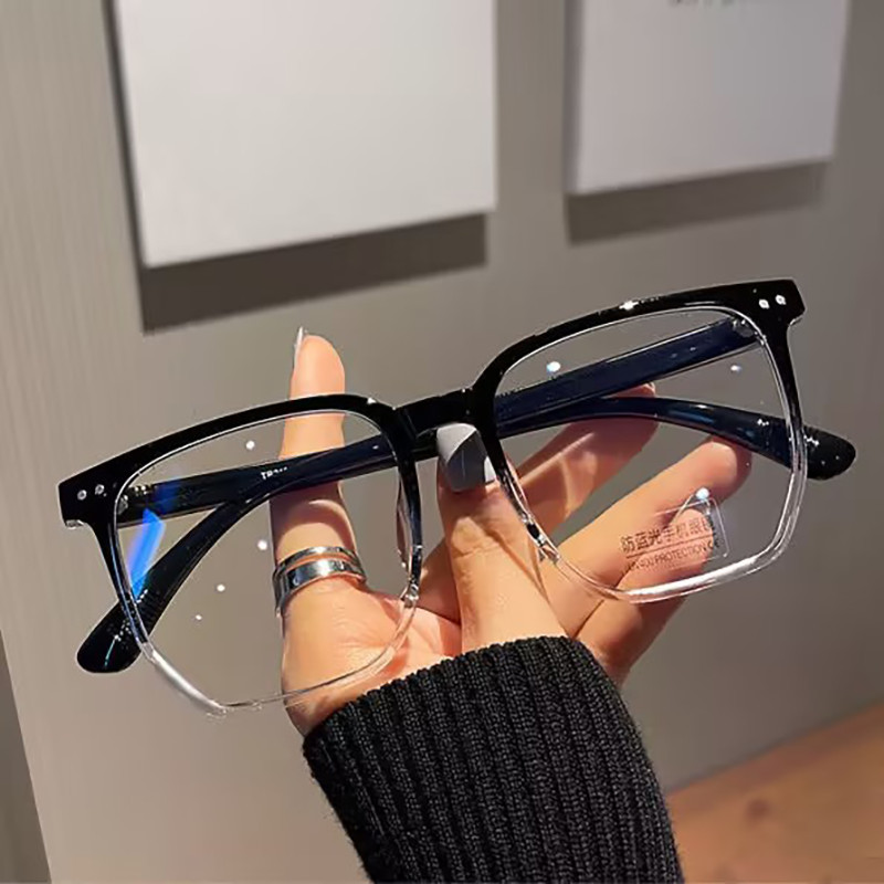 👓แฟชั่นกรอบใสสไตล์เกาหลี -25~525° ป้องกันแสงสีฟ้า สําหรับสายตาสั้น ผู้หญิง 056