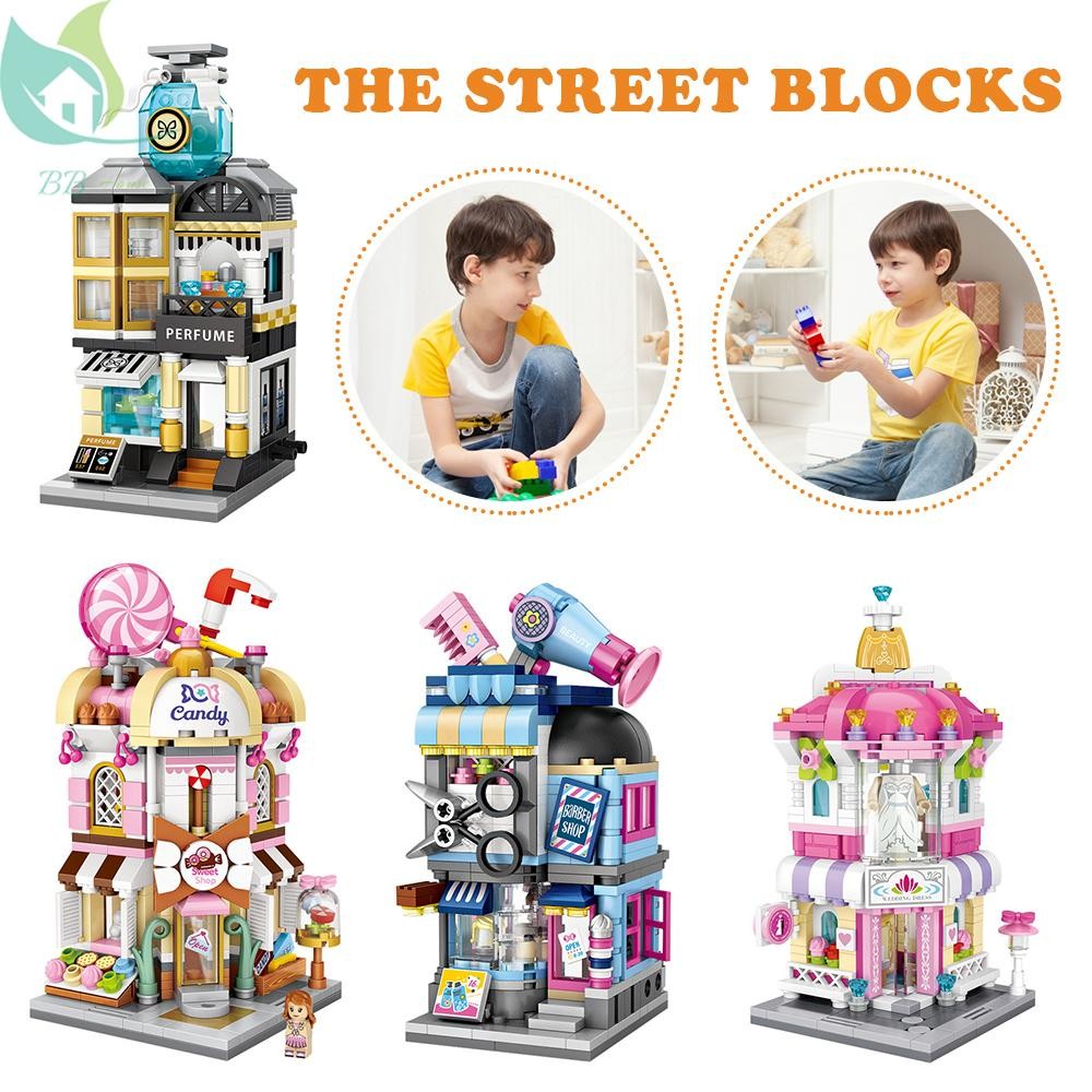 Diy Mini City Street View Building Blocks การศึกษาประกอบของเล่นเด็กของขวัญ SHOPQJC9361