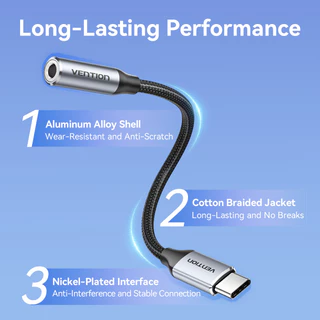 Vention USB-C to 3.5mm อะแดปเตอร์ หูฟัง สำหรับ แล็ปท็อป มือถือ
