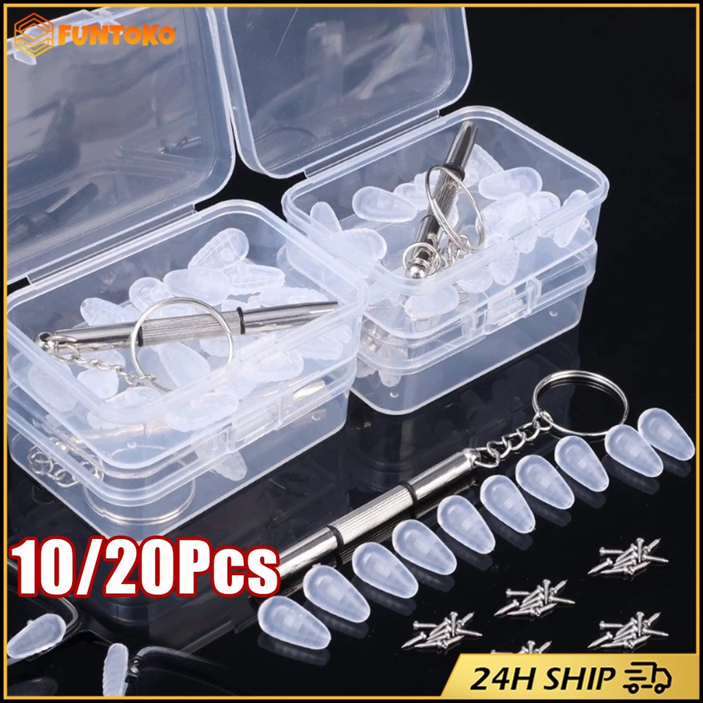 สินค้ามีคุณภาพ 20ชิ้น แป้นแว่นตาซิลิโคนนิ่ม แผ่นรองจมูกกันลื่น DIY สำหรับการซ่อมแว่นตา อุปกรณ์เสริม