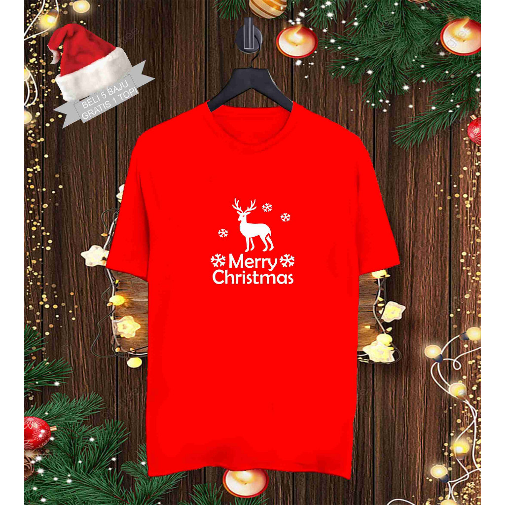 Merry CHRISTMAS VEKTOR DEER DISTRO เสื้อยืด SANTA เสื้อผ้าฟรี 1 น่ารักหมวกคริสต์มาสสําหรับทุกการจัดร