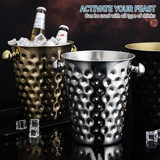 9Gadget - ถังไวน์ ถังน้ําแข็ง สแตนเลส ขนาดใหญ่ 5L/4.2L ถังแช่ไวน์ มีที่จับ ใส่ไวน์แดง แชมเปญ Stainless Steel Ice Bucket