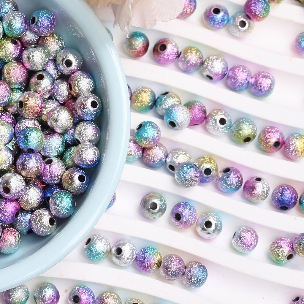 6 มม./100 ชิ้น 8 มม./50 ชิ้น Ripple เลียนแบบ Pearl รอบหลวมลูกปัด Colourful DIY สําหรับงานฝีมือค้นหาเครื่องประดับทําอุปกรณ์เสริม