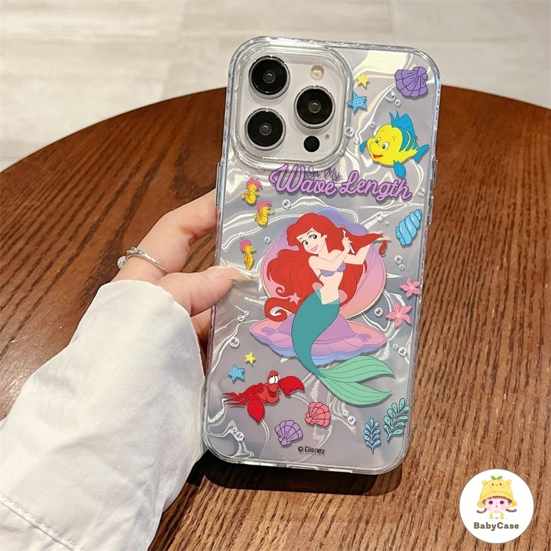 น่ารักดิสนีย์นางเงือกเจ้าหญิงน้ำกำไลระลอกคลื่น เคสiPhone 16 11 15 13 14 12 Pro Max 16 7 8 15 14 Plus XR X XS Max SE 2022